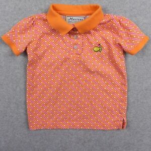 Masters Collection Polo Shirt Girls 2T Toddler Orange Geometric Short Sleeve